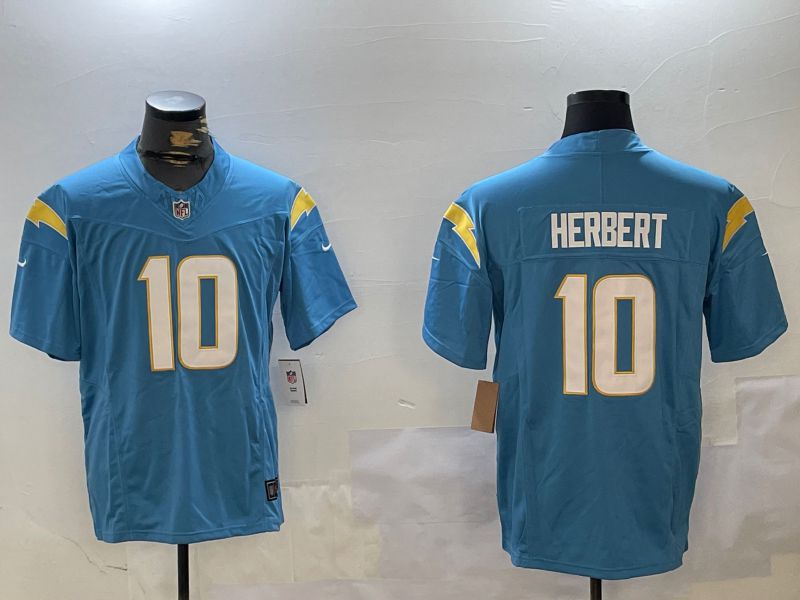 Men Los Angeles Chargers #10 Herbert Blue Second generation 2024 Nike Limited NFL Jersey style 3